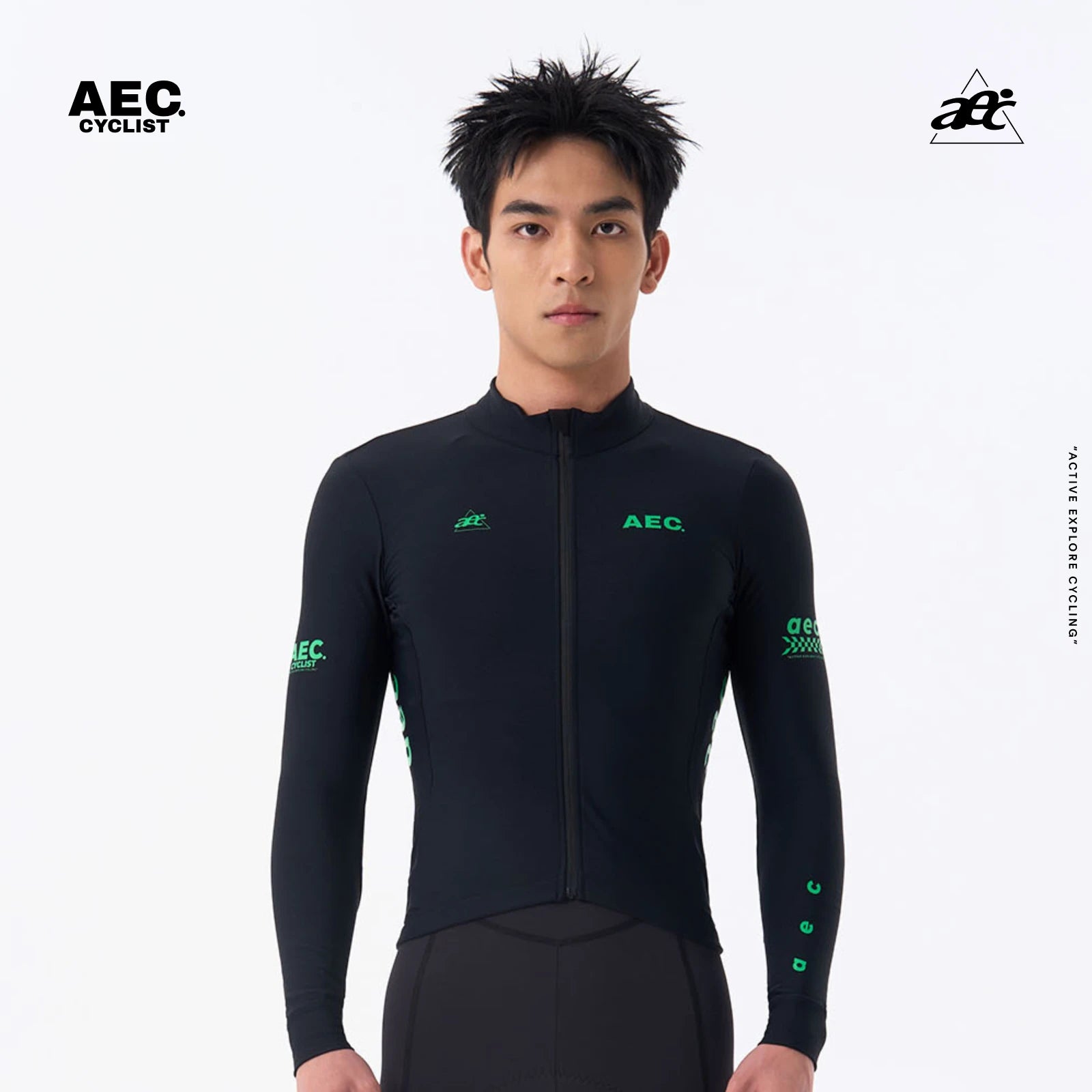 AEC Men's Night Shadow Series Long Sleeve Fleece Cycling Jersey