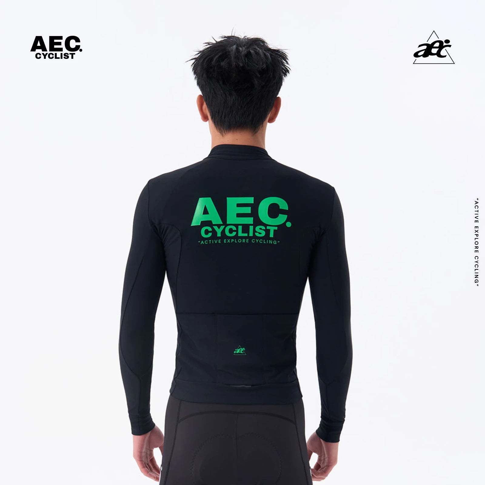 AEC Men's Night Shadow Series Long Sleeve Fleece Cycling Jersey